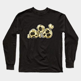 Spooky Halloween Skull Cartoon Illustration Bones Long Sleeve T-Shirt